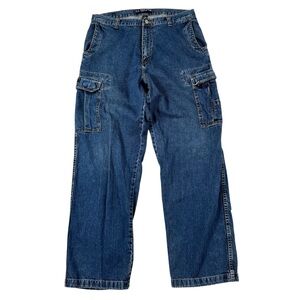 SOLD***Vintage Y2K US Polo Assn Baggy Blue Cargo Pockets Jeans Wide Leg